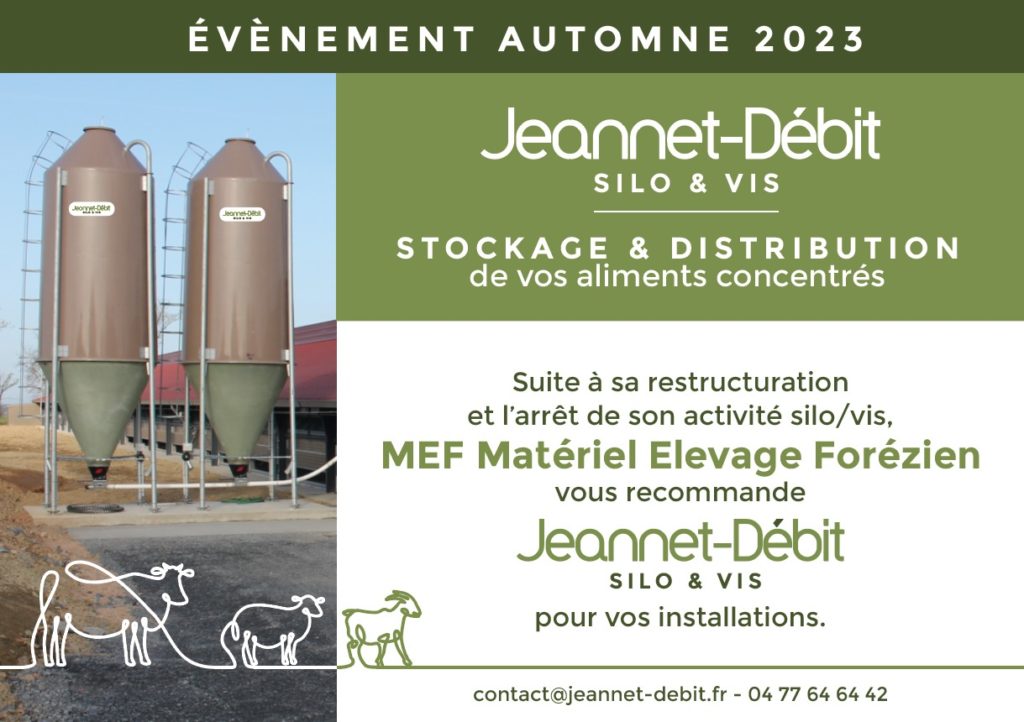 Pour vos silos et vis, MEF recommande Jeannet-Débit